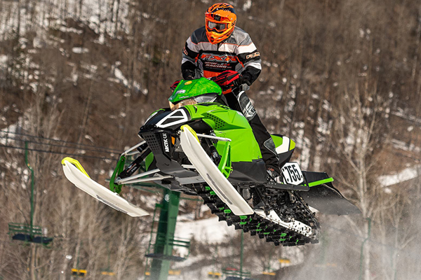 Snowmobile racing in hillcross circuit in Michigan, Wisconsin, Minnesota, Iowa